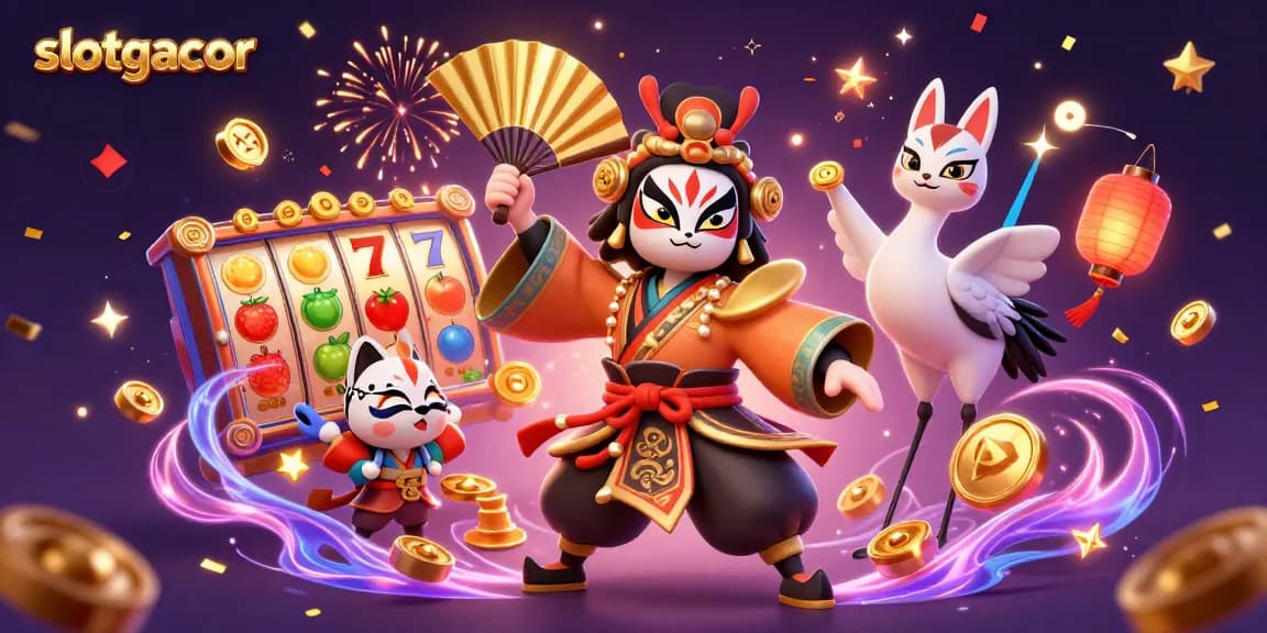 Engage with slotgacor featuring vibrant slot reels and lucky symbols in a colorful 3D scene.