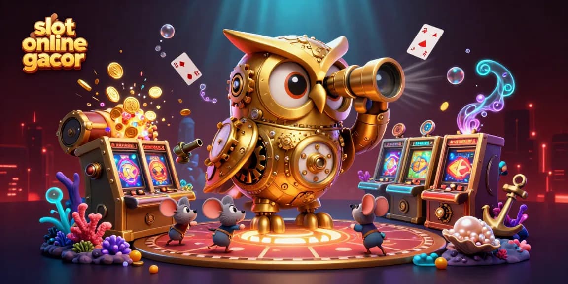 Menangkan permainan slot online gacor dengan ilustrasi kasino yang menampilkan karakter dan elemen menarik.