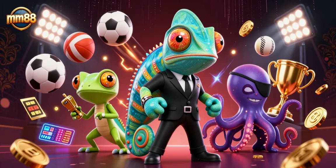 Experience thrilling action at mm88 with secret agents and sports elements in a vibrant casino scene.