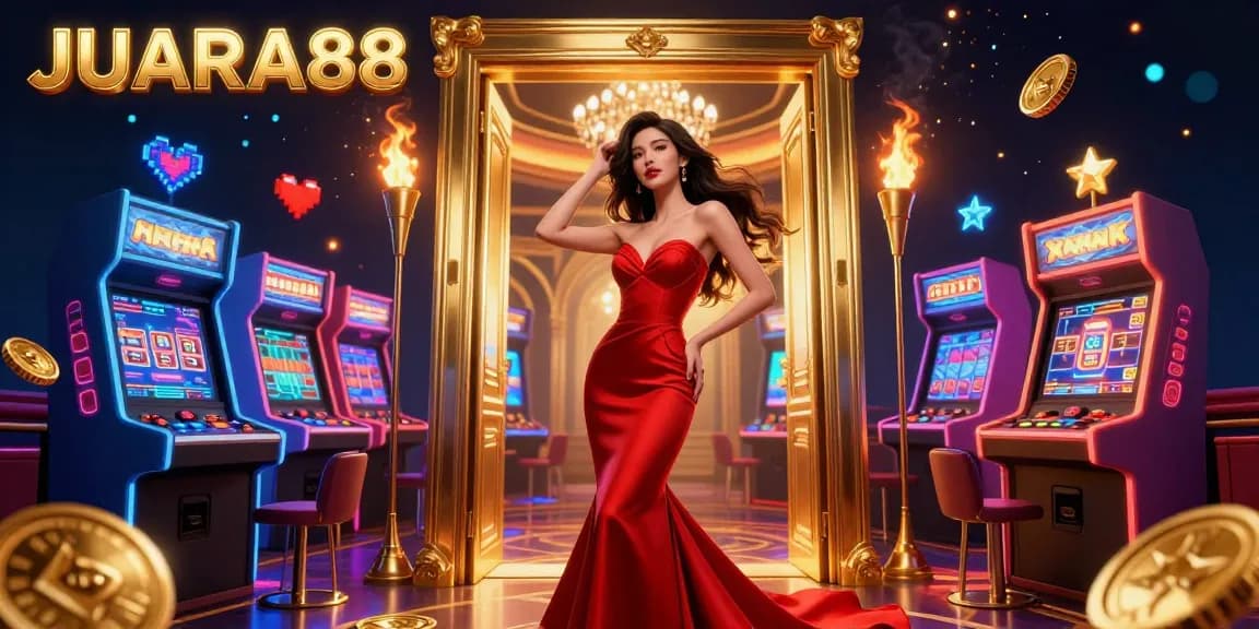Experience the thrill of winning at JUARA88 in this dynamic casino illustration capturing vibrant gaming energy.
