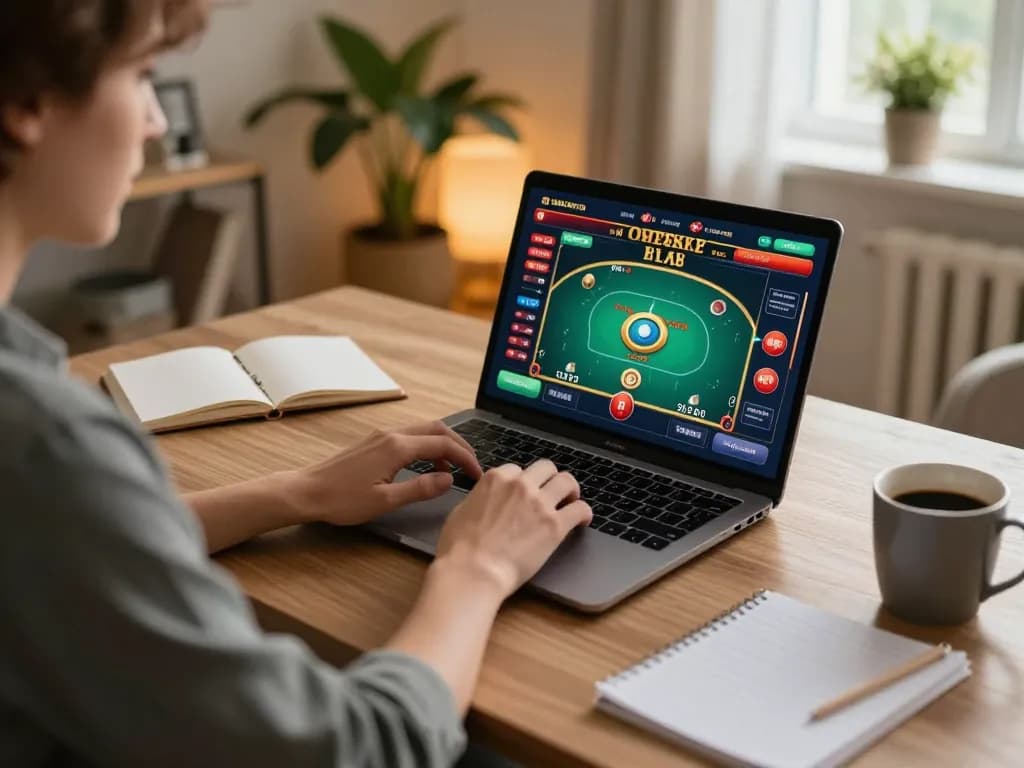 Engaging moment with Fun88 com online poker gameplay, highlighting strategic betting in a cozy home setting