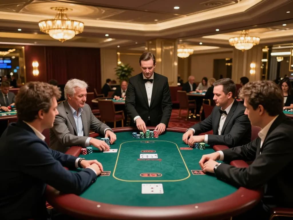 Players strategizing at a poker table featuring the TT88 gaming experience, showcasing a high-stakes atmosphere