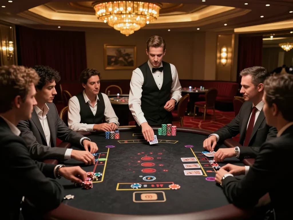 Players engaged in an intense blackjack game at casinosscope, showcasing strategy and excitement