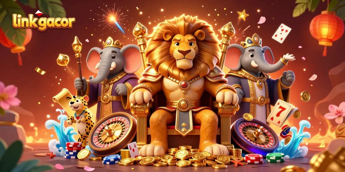 Engage with the thrilling world of link gacor through this vibrant casino illustration featuring dynamic gambling elements.