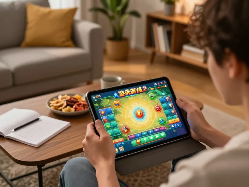 Engaging in Mahjong Ways 2 online gameplay, showcasing vibrant game interface and cozy setting.