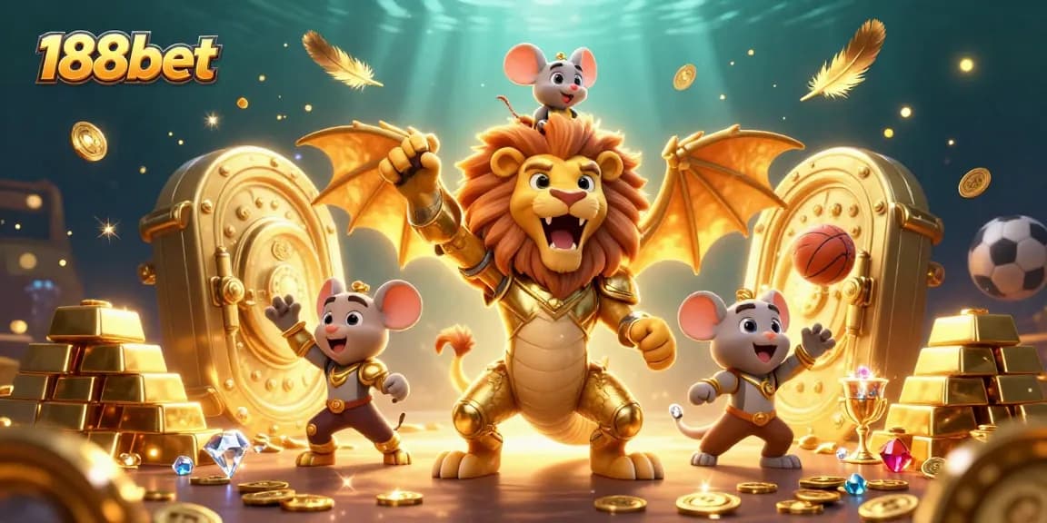 Experience thrilling wins with 188bet's action-packed gaming world featuring dynamic gold treasures.