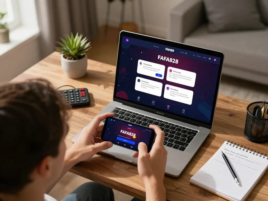 FAFA828 user playing casino app on smartphone, showcasing strategic online gambling experience