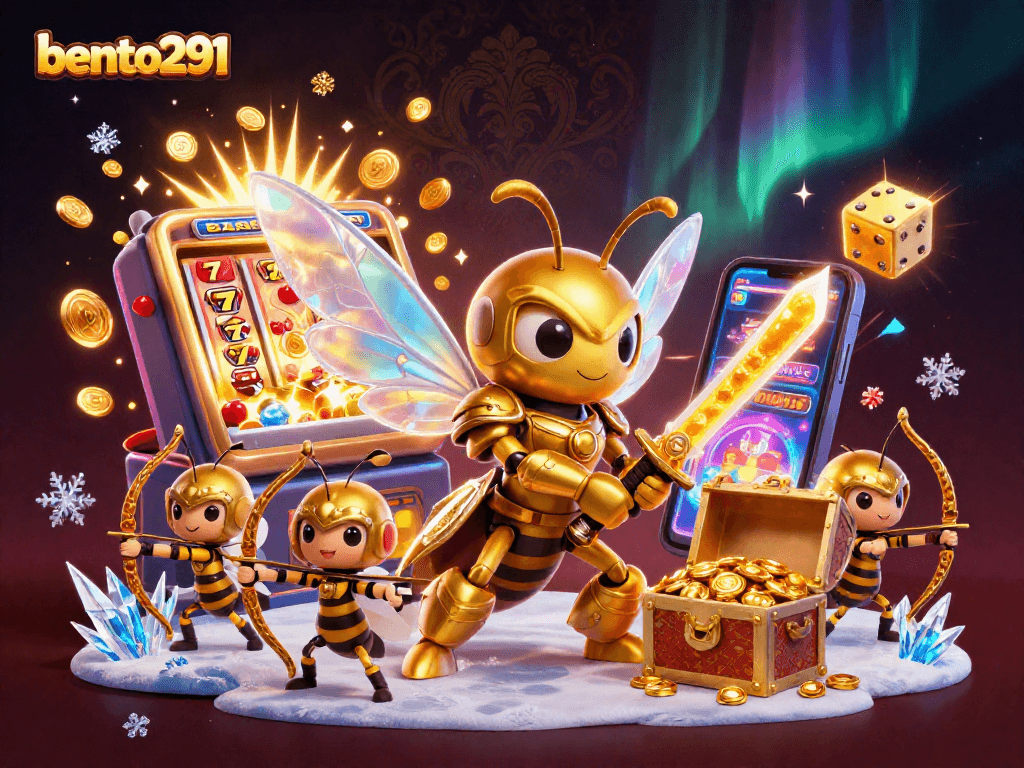 Bento291 delivers an electrifying gaming experience with vibrant slot machine and dynamic character action.