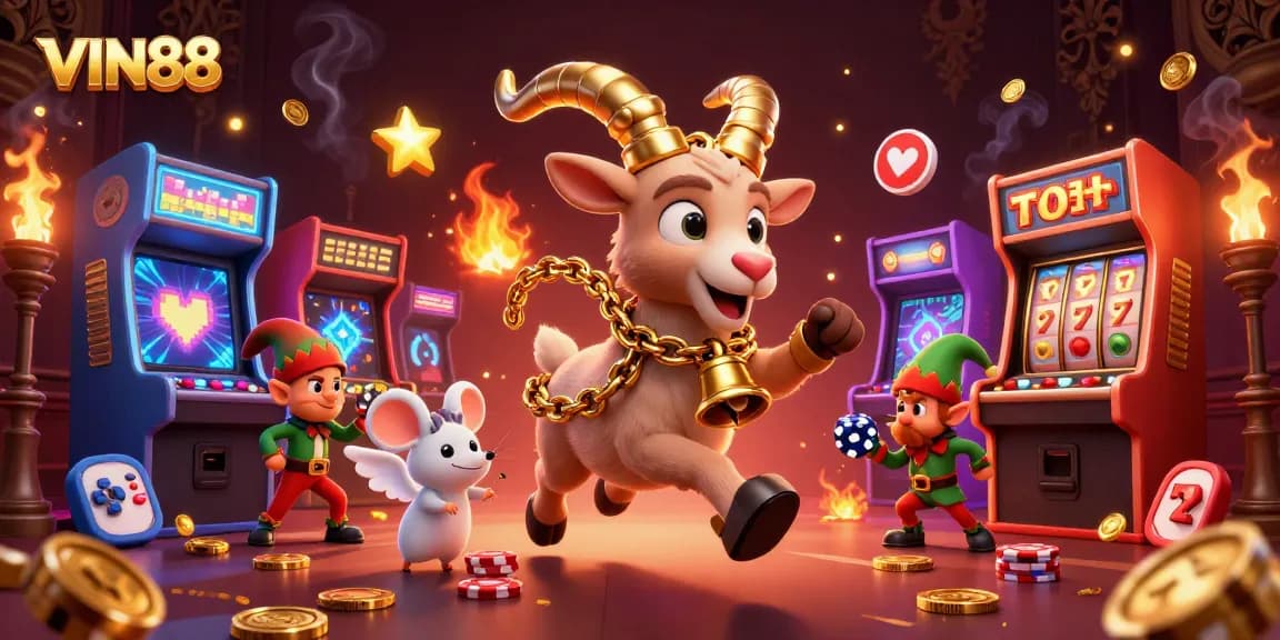 Experience the festive thrills of VIN88 with Krampus, mouse, and gremlins in an exciting casino!