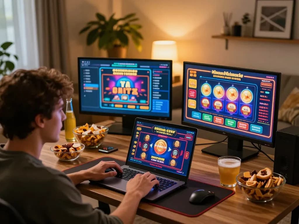 Navigating Nhà Cái SC88's online casino games on a laptop with vibrant gaming interface.