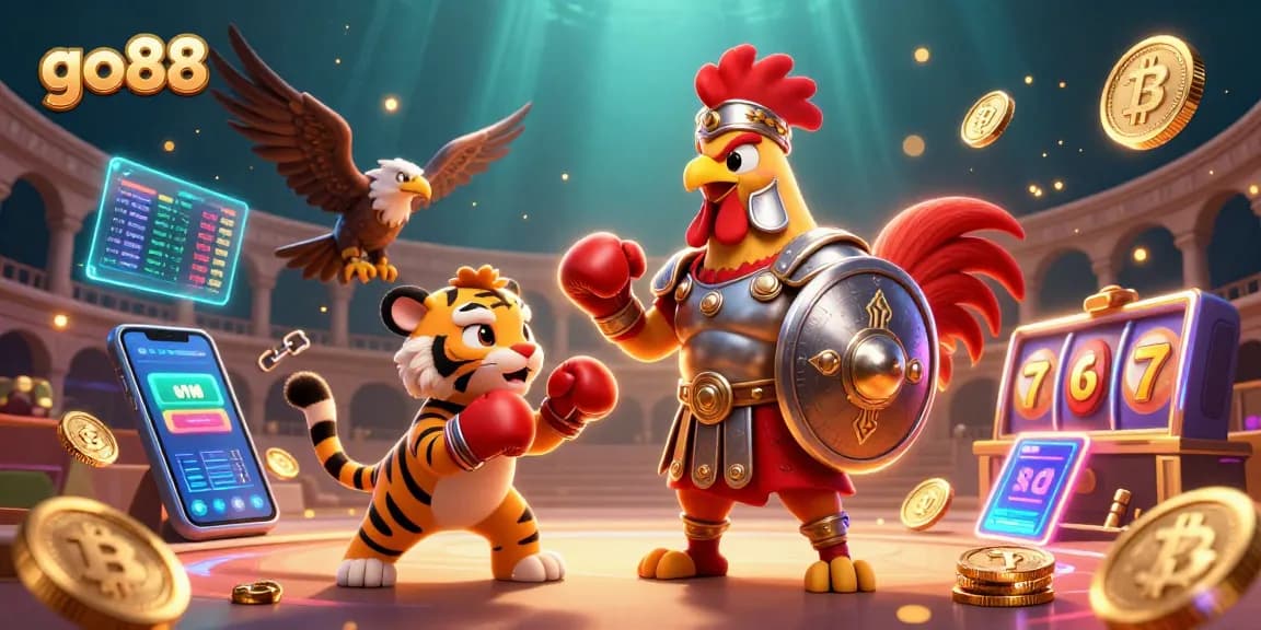Engage with exciting slot games at go88, featuring vibrant 3D characters and casino elements.