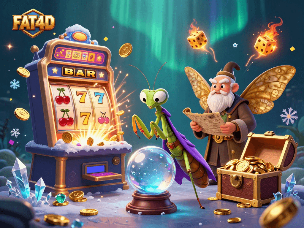 Experience winning strategies at FAT4D with a vibrant illustration of a mystical fortune teller and a jackpot explosion.
