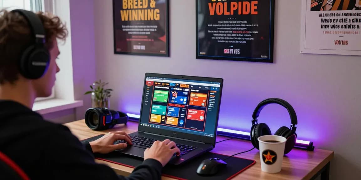 Engaging online gaming experience with UK credit card casinos setup at a stylish home desk.