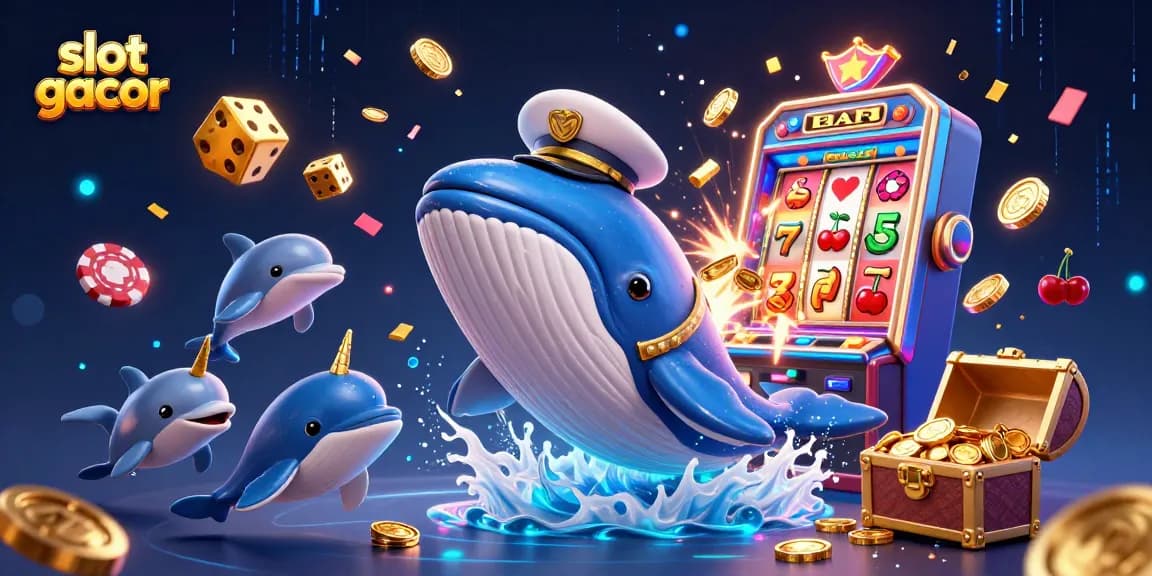 Experience slot gacor excitement with a mythical scene of playful creatures and casino elements.