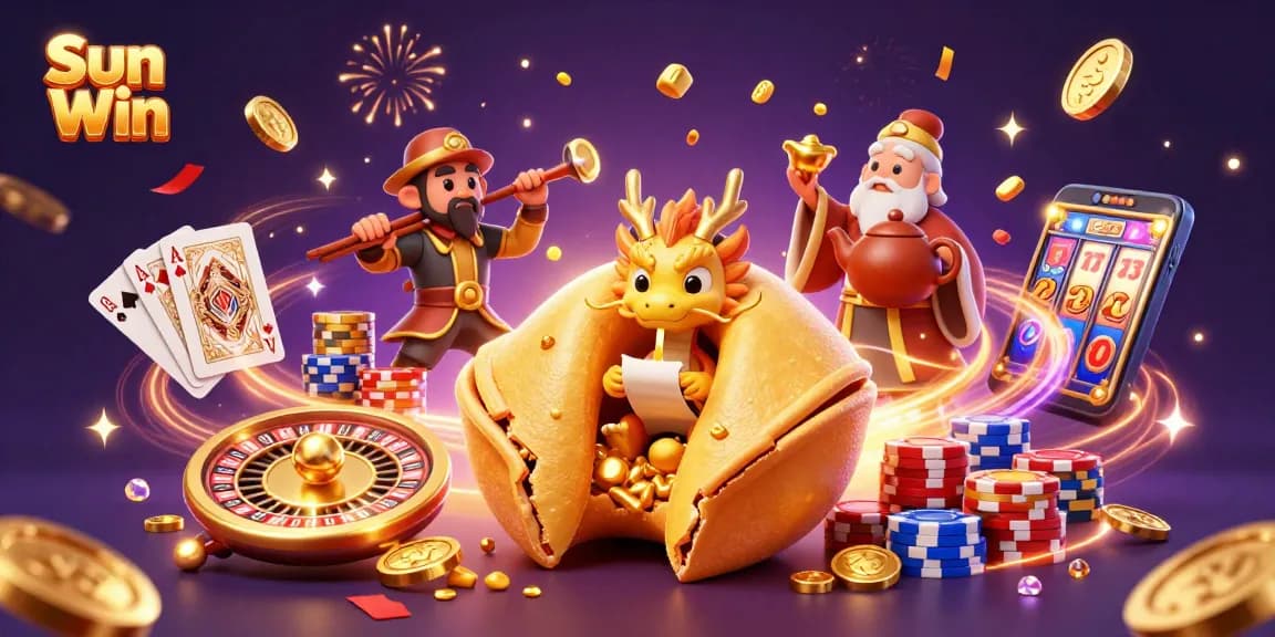 Experience Sun Win's thrilling gameplay with vibrant illustrations of fortune and excitement.