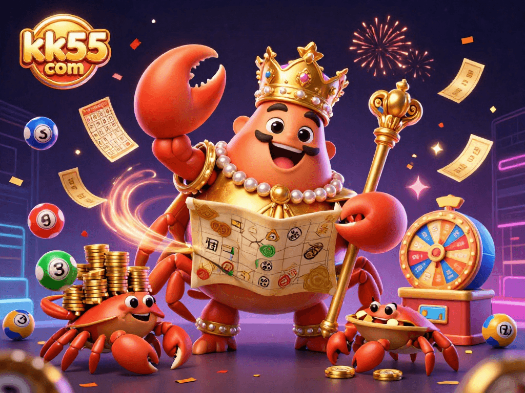 Engage with legendary wins at kk55 com amidst vibrant 3D gaming elements and golden treasures.
