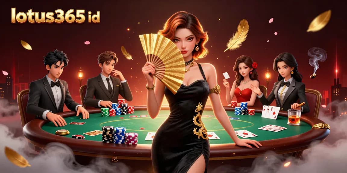 Bet with lotus365 id using a captivating illustration of casino elements and an elegant player.