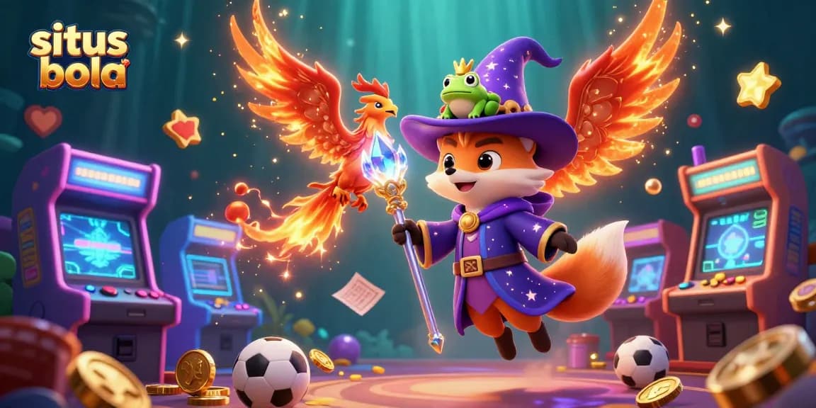 Engage in situs bola sports betting with whimsical characters in a vibrant 3D casino scene.