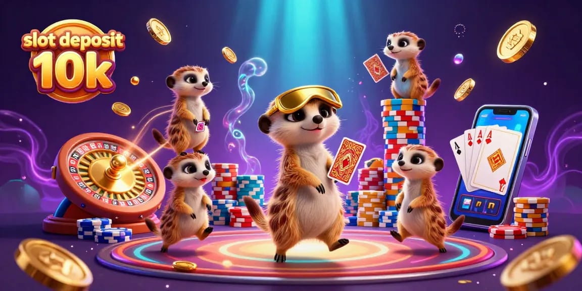 Experience the thrill of winning with slot deposit 10k showcased in a vibrant, animated casino scene.