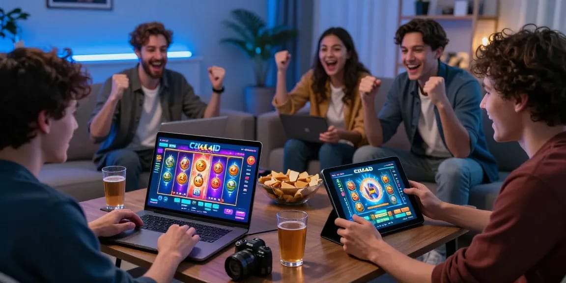 Users enjoying CIKA4D online gaming session on various devices, creating an engaging and lively atmosphere.