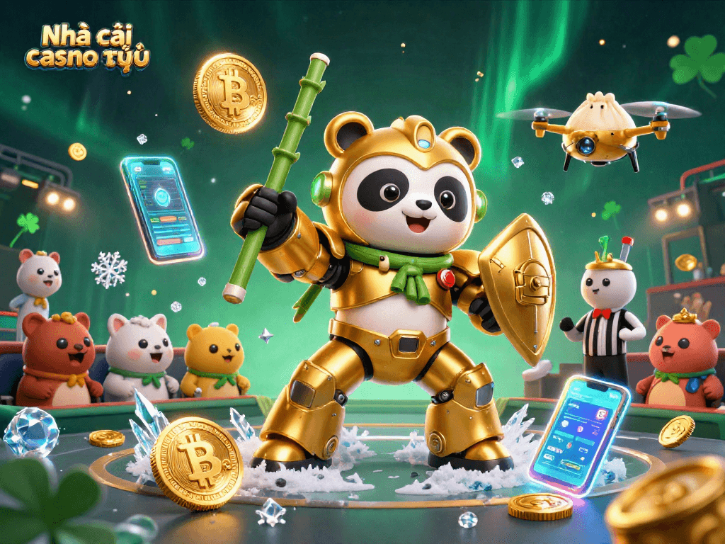 Engage with the Nhà cái casino trực tuyến experience through this lively 3D illustration.
