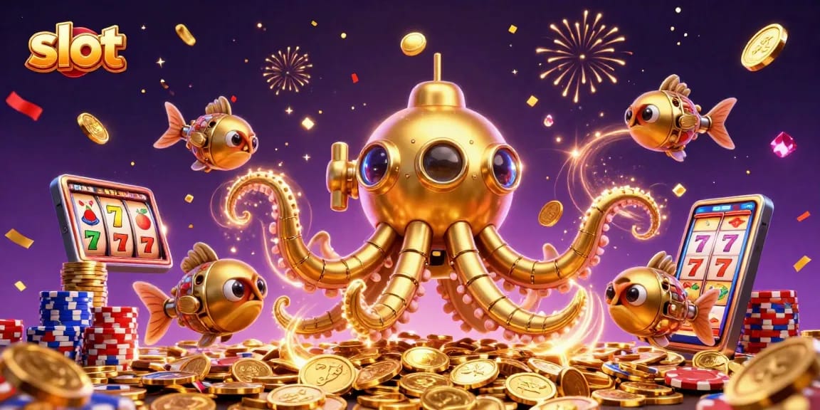 Spin to win with vibrant slot machines and thrilling golden kraken submarine adventure.