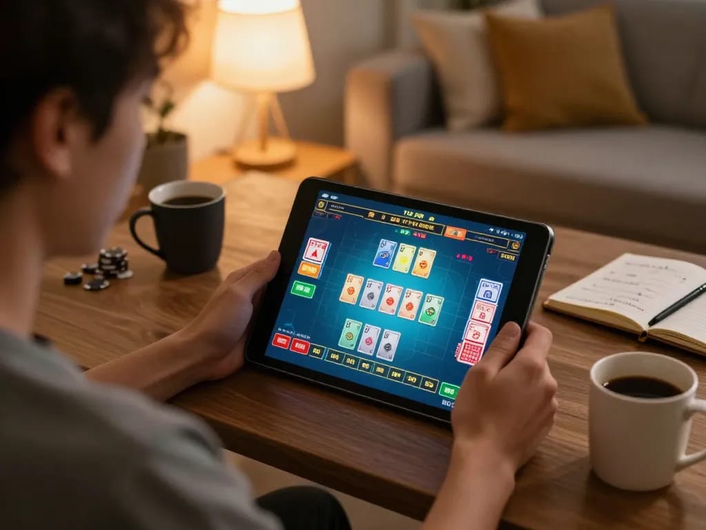 Engaging gameplay on the 789 club mobile app in a cozy home setup with strategy notes visible