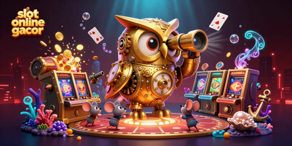 Menangkan permainan slot online gacor dengan ilustrasi kasino yang menampilkan karakter dan elemen menarik.