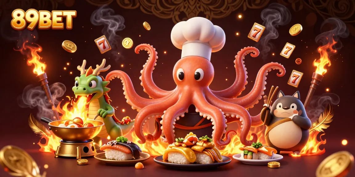 Experience thrilling wins at 89BET with an exciting illustration of a vibrant online casino scene featuring unique characters.