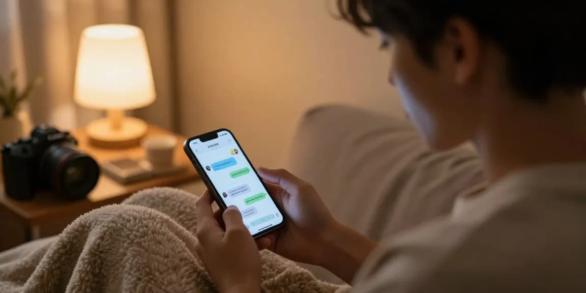 Engaging sexting AI conversation in a cozy space, highlighting intimate digital interactions.