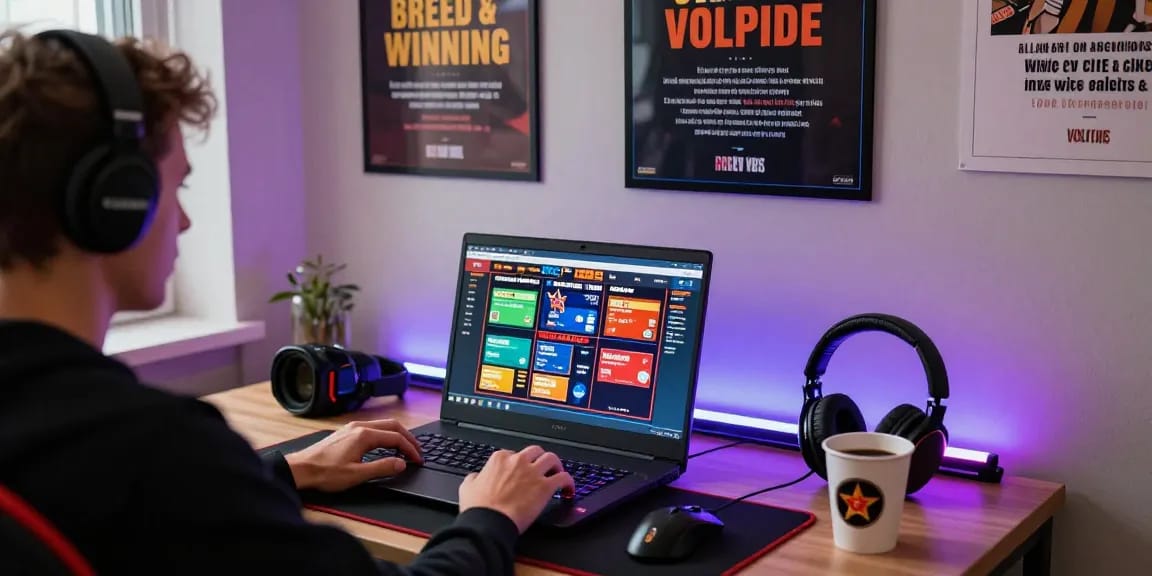Engaging online gaming experience with UK credit card casinos setup at a stylish home desk.