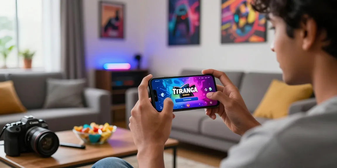 Tiranga Game Login process on a smartphone in an engaging home gaming environment.