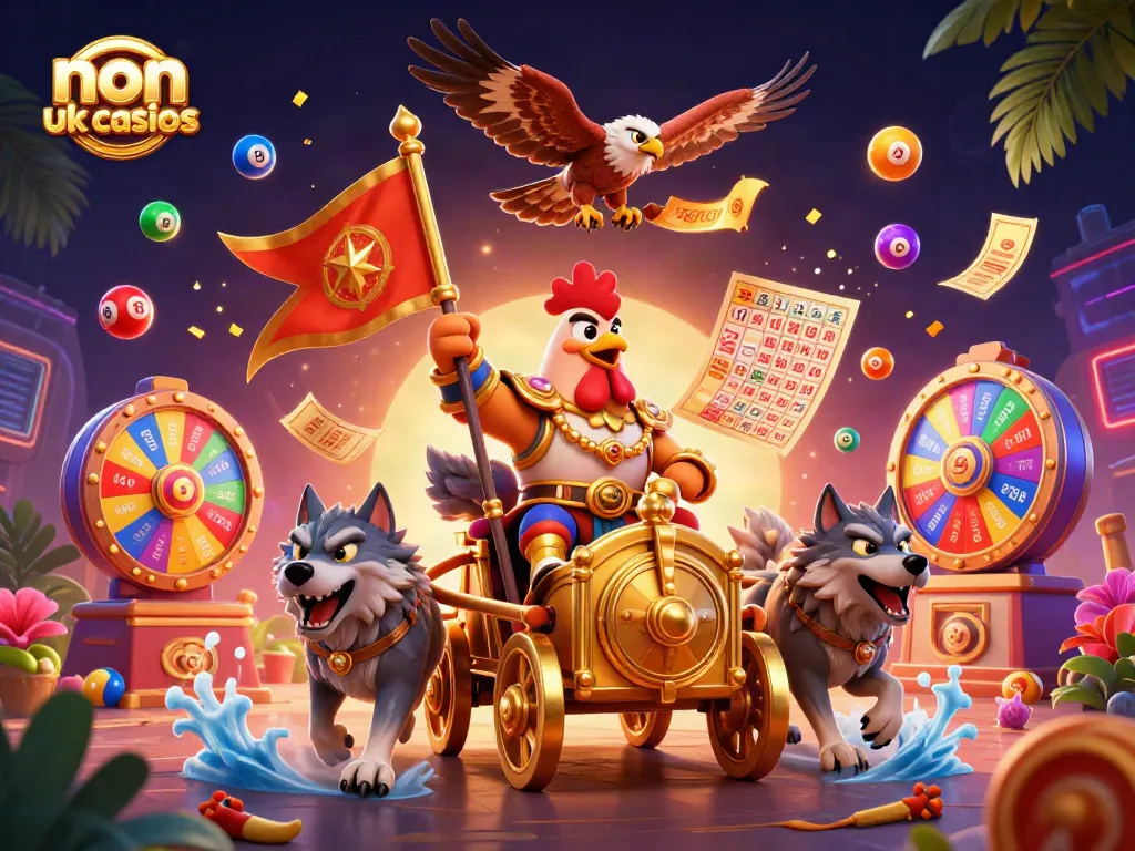 Experience the thrill at non uk casinos with dynamic lottery elements and a magnificent chariot scene.