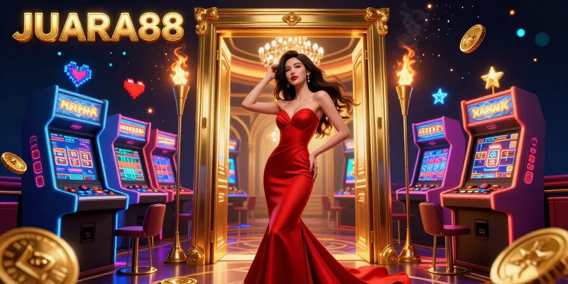 Experience the thrill of winning at JUARA88 in this dynamic casino illustration capturing vibrant gaming energy.
