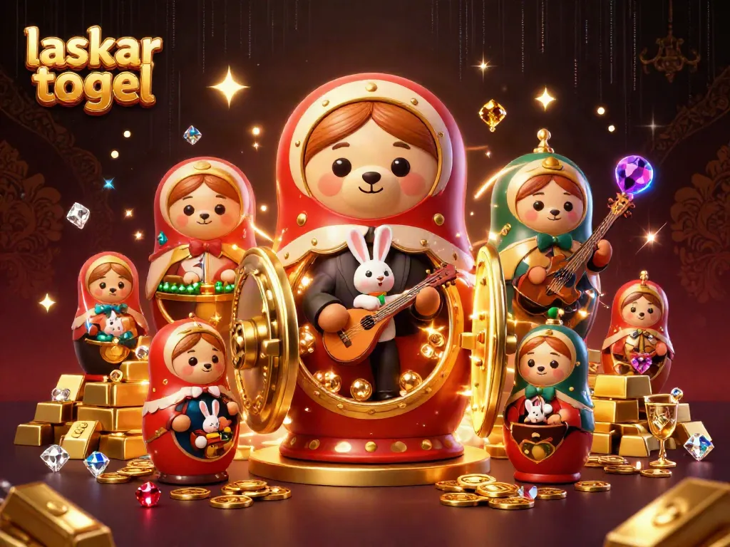 Experience the excitement of laskar togel with a dazzling 3D casino scene featuring enchanting characters and treasures.