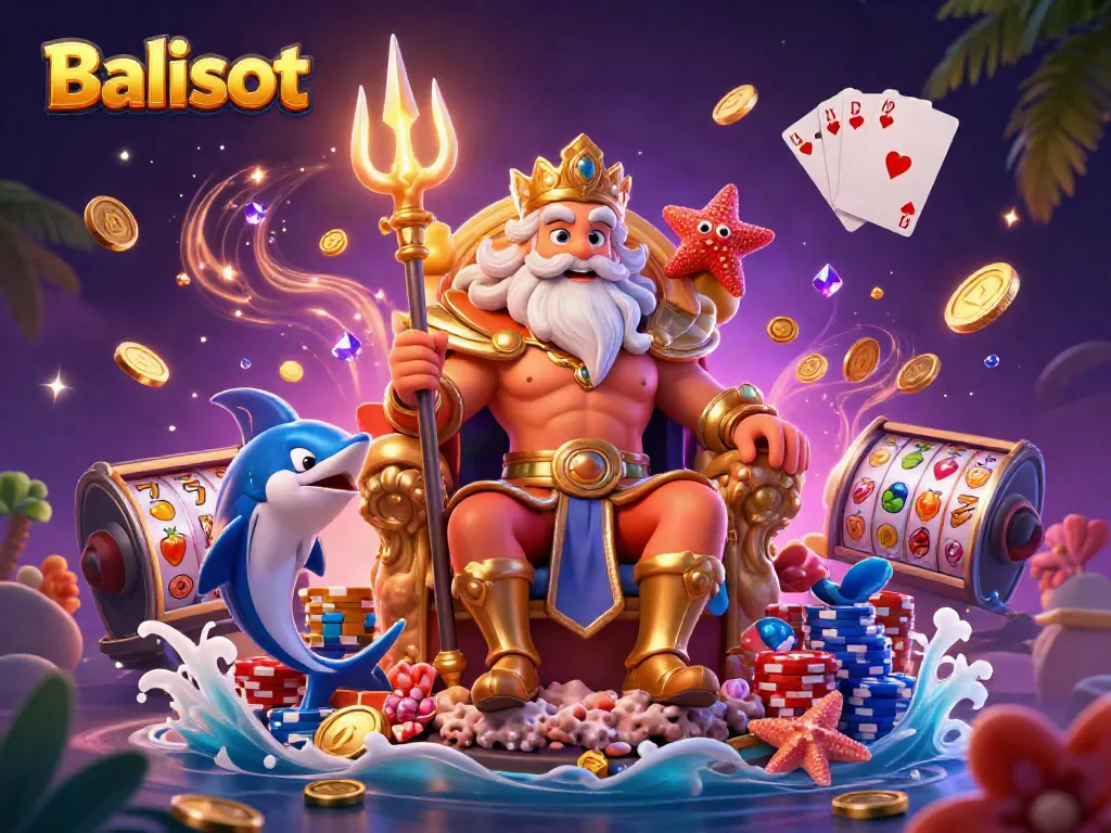 Balislot showcases a vibrant 3D casino scene with slots and rich gaming elements.