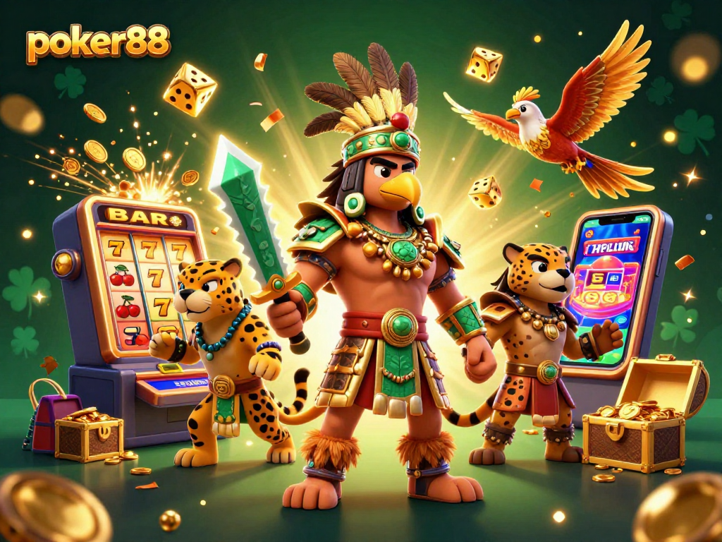 Rasakan sensasi bermain poker88 dengan karakter Aztec, mesin slot, dan suasana kaya taruhan.