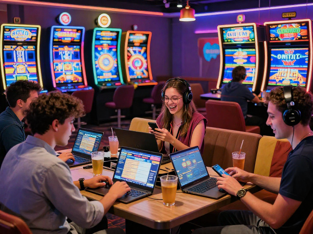 Excited UK players enjoying vibrant USA casinos for UK player with lively games and interactive experiences.