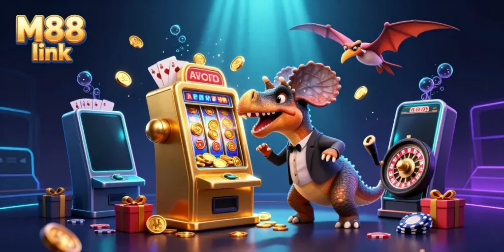 Trò chơi slot M88 link với những phần thưởng hấp dẫn và trải nghiệm thú vị cho người chơi.