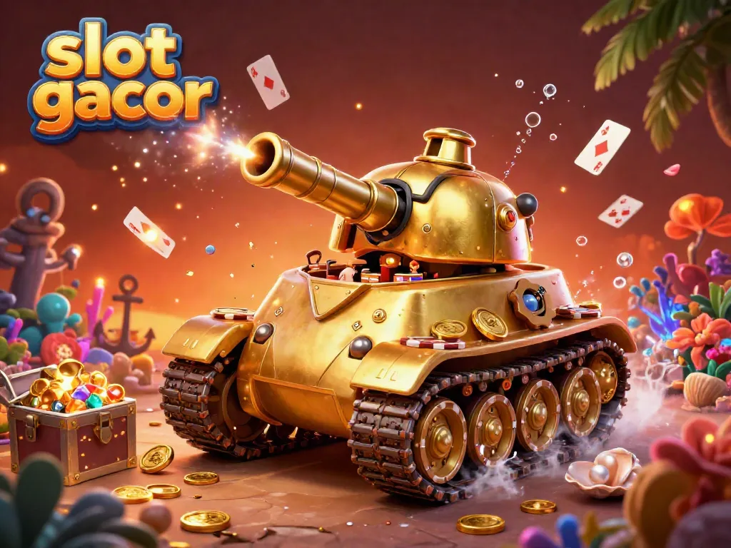 Experience the excitement of "slot gacor" with a vibrant 3D casino scene featuring a golden beetle tank.