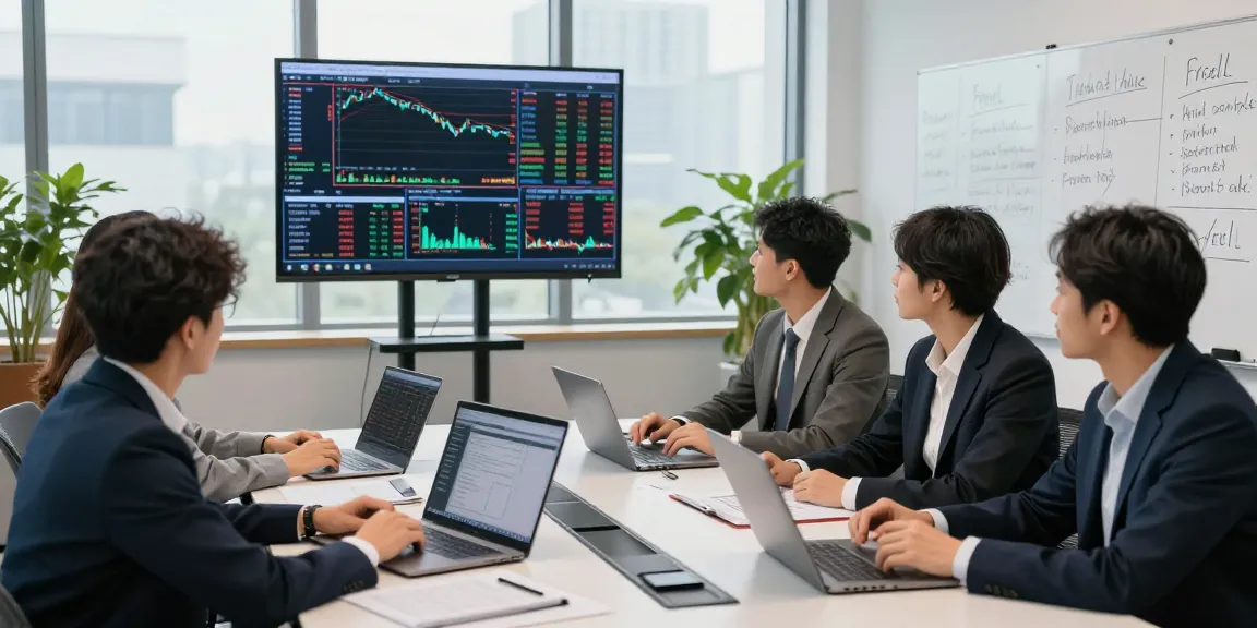 Tim keuangan membahas kakakjudi untuk trading terbaik di kantor modern