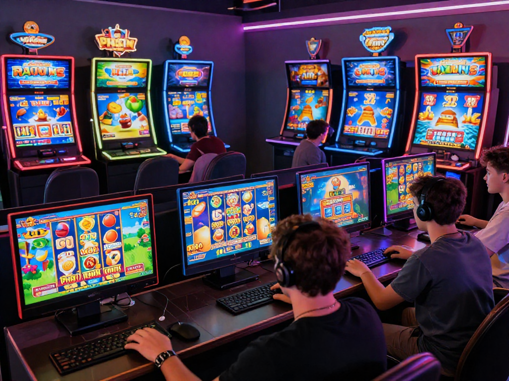 ROKOK88 online gaming scene with diverse players engaged in exciting slot games