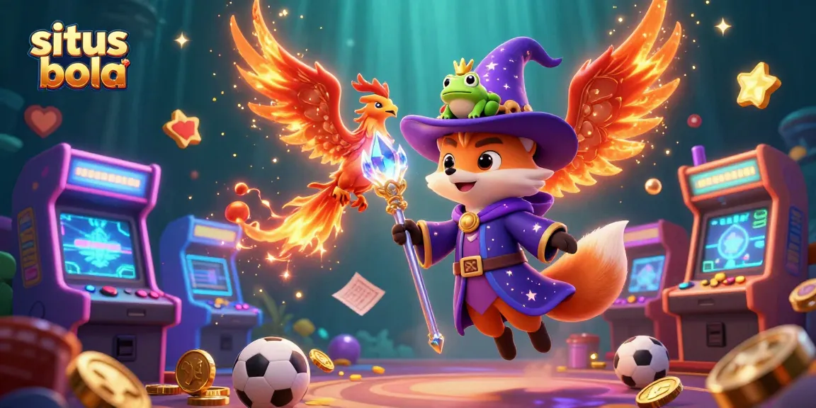 Engage in situs bola sports betting with whimsical characters in a vibrant 3D casino scene.