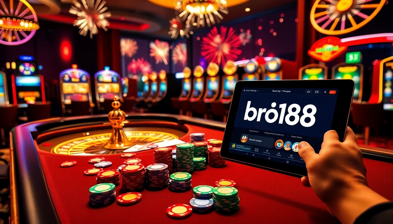 Experience the thrill of bro138 as players engage in exciting casino games at a vibrant table.